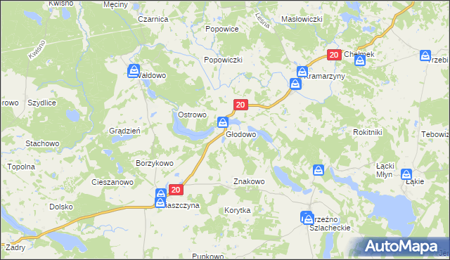 mapa Głodowo gmina Miastko, Głodowo gmina Miastko na mapie Targeo