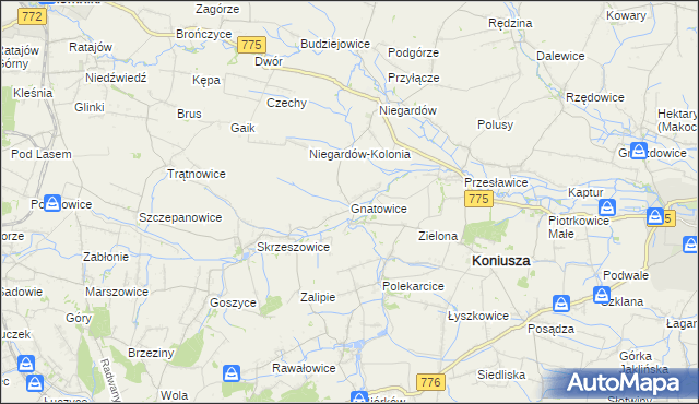 mapa Gnatowice, Gnatowice na mapie Targeo