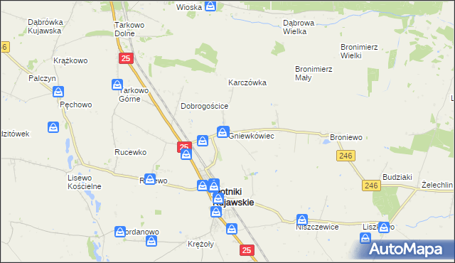 mapa Gniewkówiec, Gniewkówiec na mapie Targeo