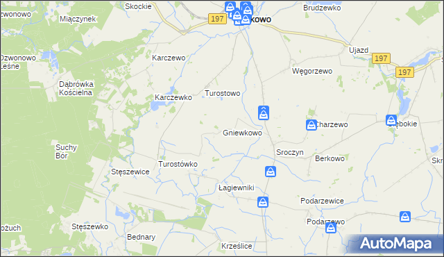 mapa Gniewkowo gmina Kiszkowo, Gniewkowo gmina Kiszkowo na mapie Targeo