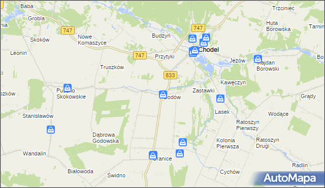 mapa Godów gmina Chodel, Godów gmina Chodel na mapie Targeo