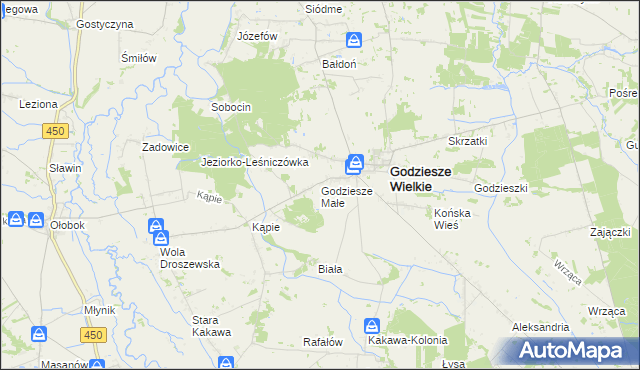 mapa Godziesze Małe, Godziesze Małe na mapie Targeo