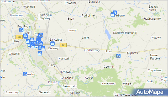 mapa Godziszewy, Godziszewy na mapie Targeo