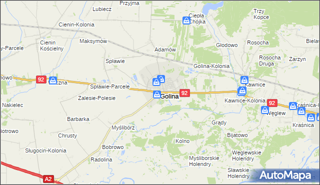 mapa Golina powiat koniński, Golina powiat koniński na mapie Targeo
