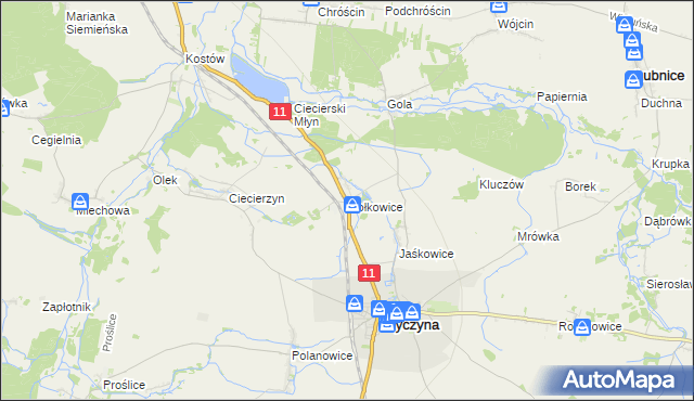 mapa Gołkowice gmina Byczyna, Gołkowice gmina Byczyna na mapie Targeo