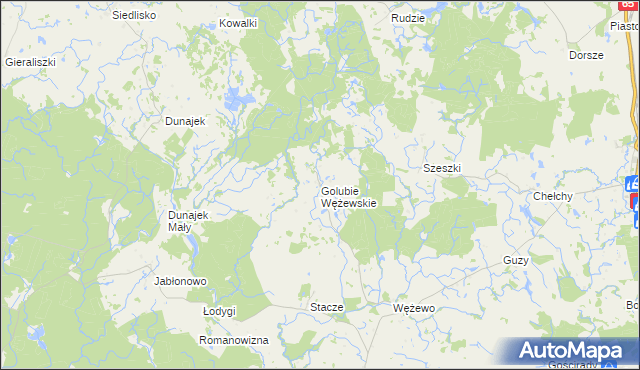 mapa Golubie Wężewskie, Golubie Wężewskie na mapie Targeo