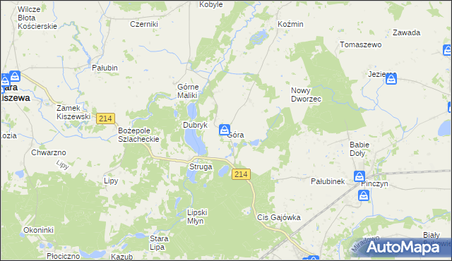mapa Góra gmina Stara Kiszewa, Góra gmina Stara Kiszewa na mapie Targeo