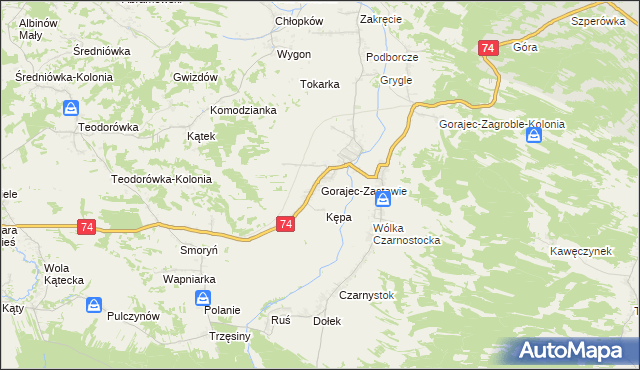 mapa Gorajec-Zastawie, Gorajec-Zastawie na mapie Targeo