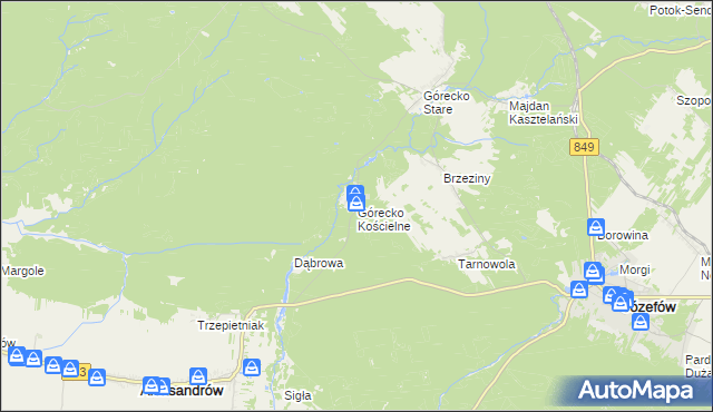mapa Górecko Kościelne, Górecko Kościelne na mapie Targeo