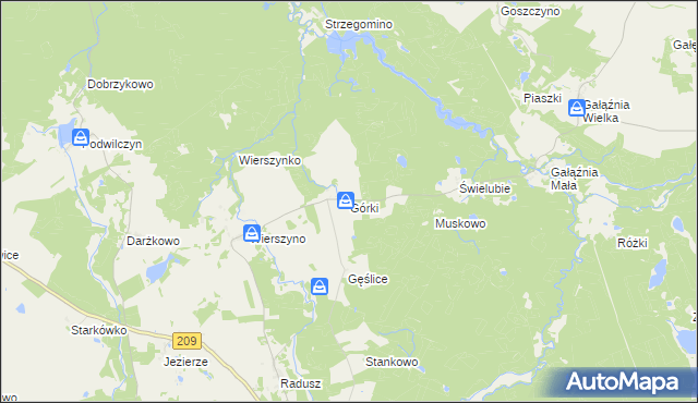 mapa Górki gmina Kołczygłowy, Górki gmina Kołczygłowy na mapie Targeo