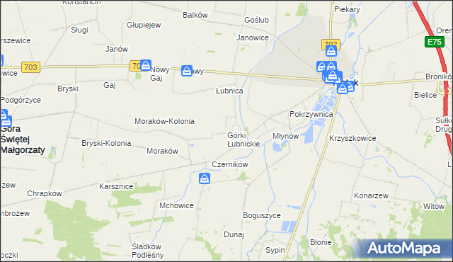 mapa Górki Łubnickie, Górki Łubnickie na mapie Targeo