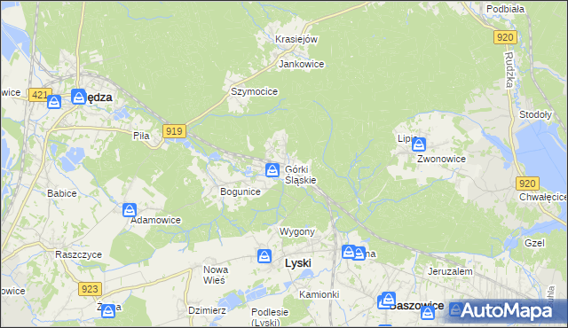 mapa Górki Śląskie, Górki Śląskie na mapie Targeo