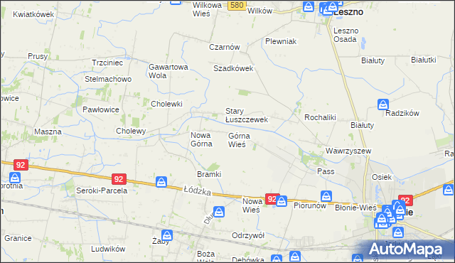 mapa Górna Wieś gmina Błonie, Górna Wieś gmina Błonie na mapie Targeo