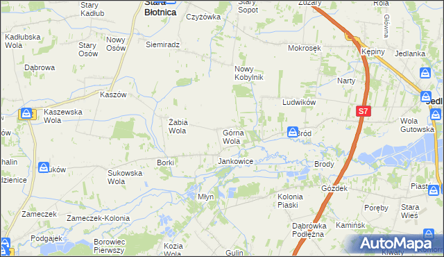 mapa Górna Wola gmina Jedlińsk, Górna Wola gmina Jedlińsk na mapie Targeo