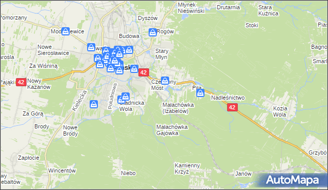 mapa Górny Młyn gmina Końskie, Górny Młyn gmina Końskie na mapie Targeo