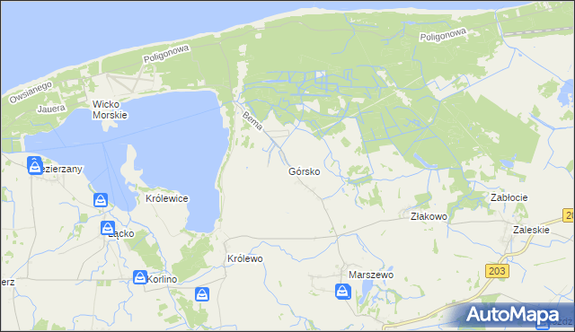 mapa Górsko gmina Postomino, Górsko gmina Postomino na mapie Targeo
