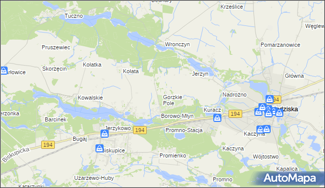 mapa Gorzkie Pole, Gorzkie Pole na mapie Targeo