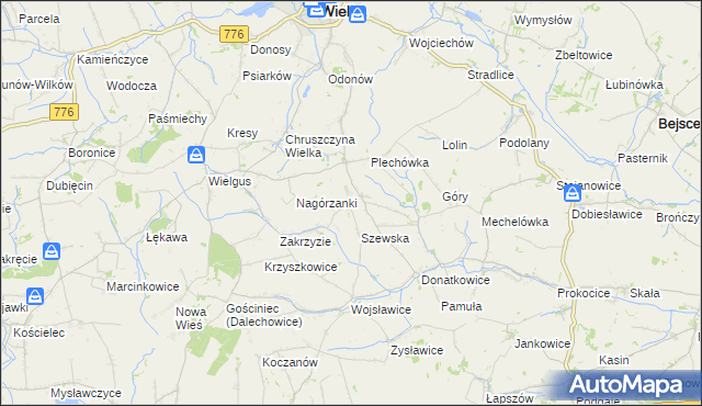 mapa Gorzków gmina Kazimierza Wielka, Gorzków gmina Kazimierza Wielka na mapie Targeo