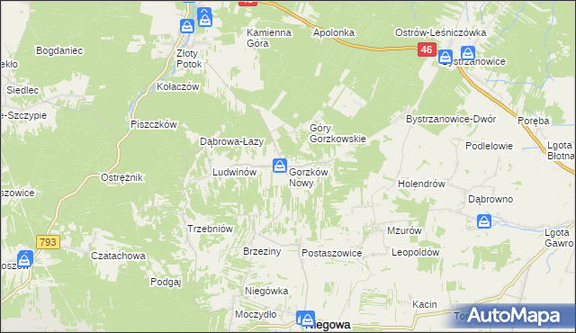 mapa Gorzków Nowy, Gorzków Nowy na mapie Targeo