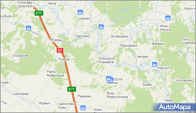 mapa Goszczyce Poświętne, Goszczyce Poświętne na mapie Targeo