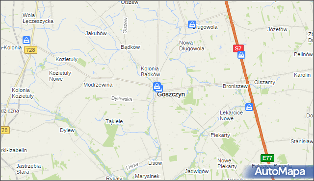 mapa Goszczyn powiat grójecki, Goszczyn powiat grójecki na mapie Targeo
