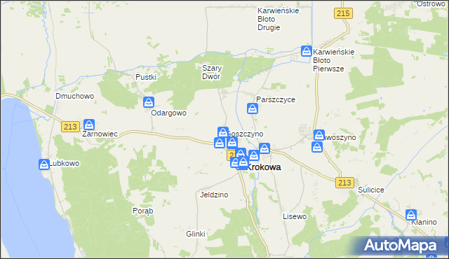 mapa Goszczyno gmina Krokowa, Goszczyno gmina Krokowa na mapie Targeo