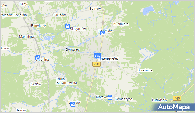 mapa Gowarczów, Gowarczów na mapie Targeo