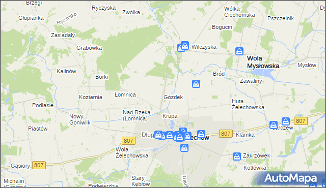 mapa Gózdek gmina Żelechów, Gózdek gmina Żelechów na mapie Targeo