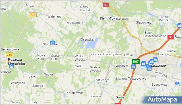 mapa Grabce-Towarzystwo, Grabce-Towarzystwo na mapie Targeo