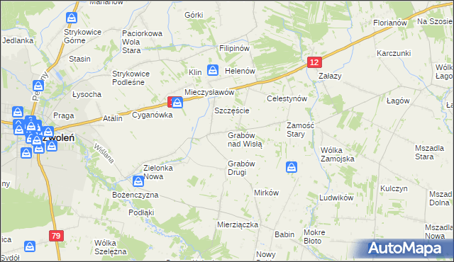 mapa Grabów nad Wisłą, Grabów nad Wisłą na mapie Targeo