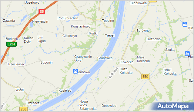 mapa Grabówko gmina Pruszcz, Grabówko gmina Pruszcz na mapie Targeo