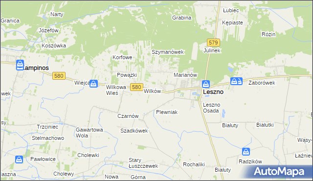 mapa Grądy gmina Leszno, Grądy gmina Leszno na mapie Targeo
