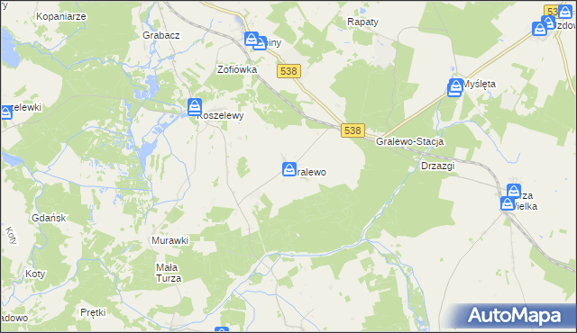 mapa Gralewo gmina Płośnica, Gralewo gmina Płośnica na mapie Targeo