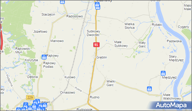 mapa Gręblin, Gręblin na mapie Targeo