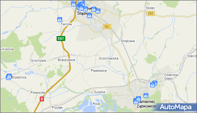 mapa Grochowiska gmina Ząbkowice Śląskie, Grochowiska gmina Ząbkowice Śląskie na mapie Targeo