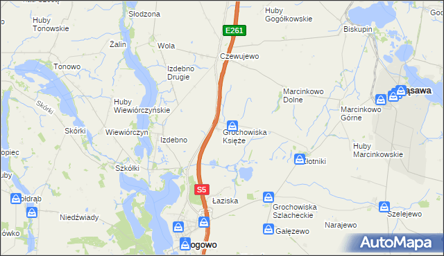 mapa Grochowiska Księże, Grochowiska Księże na mapie Targeo