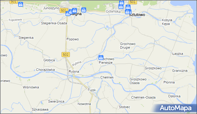 mapa Grochowo Pierwsze, Grochowo Pierwsze na mapie Targeo