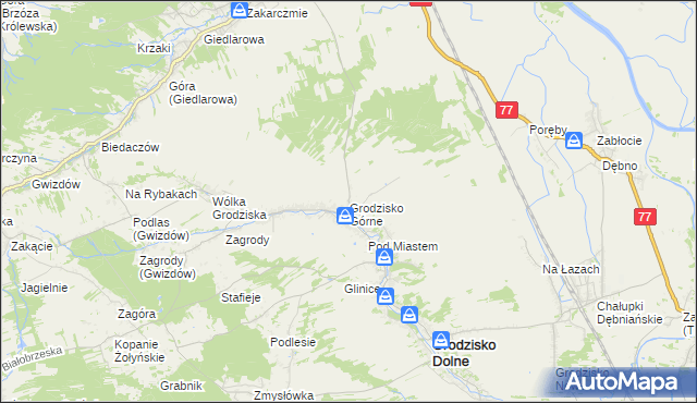mapa Grodzisko Górne, Grodzisko Górne na mapie Targeo