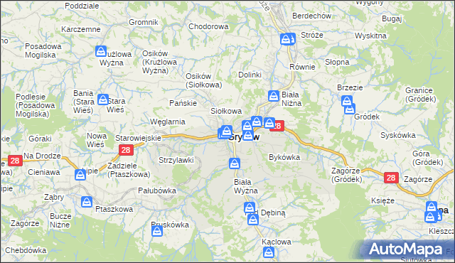 mapa Grybów, Grybów na mapie Targeo