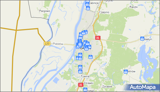 mapa Gryfino, Gryfino na mapie Targeo