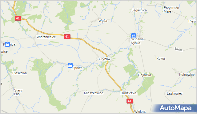 mapa Gryżów, Gryżów na mapie Targeo