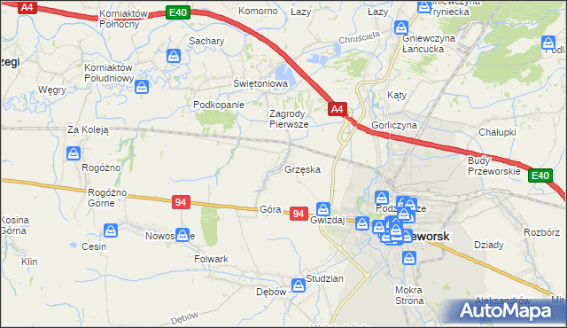mapa Grzęska, Grzęska na mapie Targeo