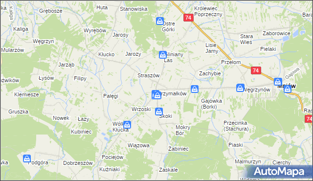 mapa Grzymałków, Grzymałków na mapie Targeo