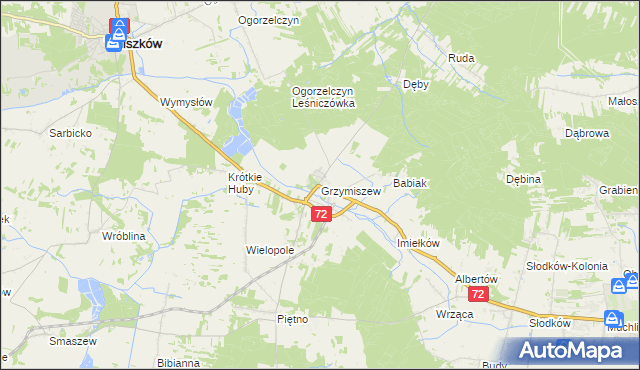 mapa Grzymiszew, Grzymiszew na mapie Targeo