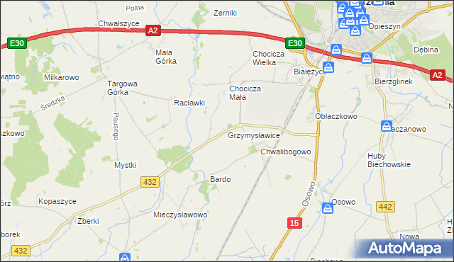 mapa Grzymysławice, Grzymysławice na mapie Targeo