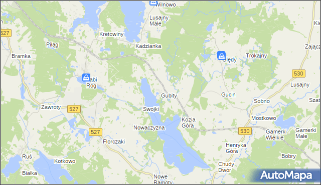 mapa Gubity, Gubity na mapie Targeo