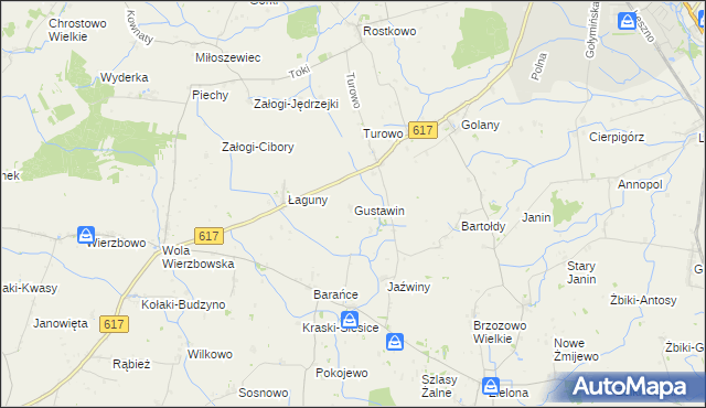 mapa Gustawin, Gustawin na mapie Targeo