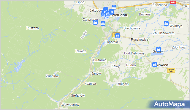 mapa Gwarek, Gwarek na mapie Targeo