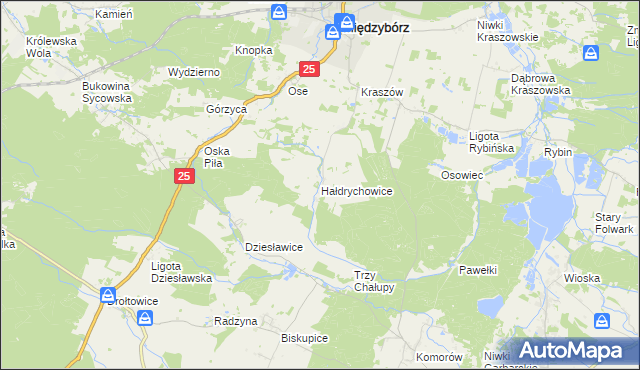 mapa Hałdrychowice, Hałdrychowice na mapie Targeo