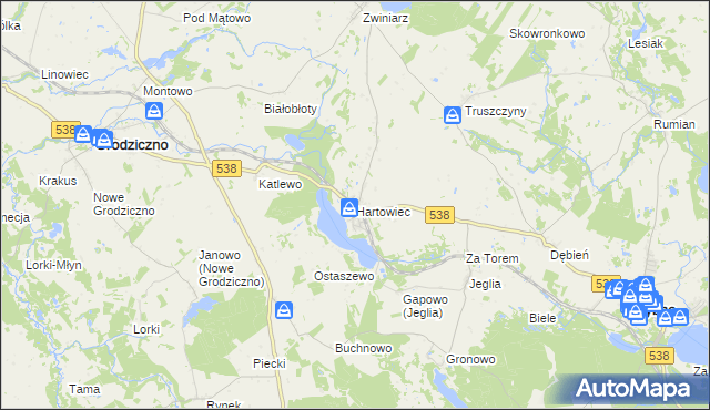 mapa Hartowiec, Hartowiec na mapie Targeo